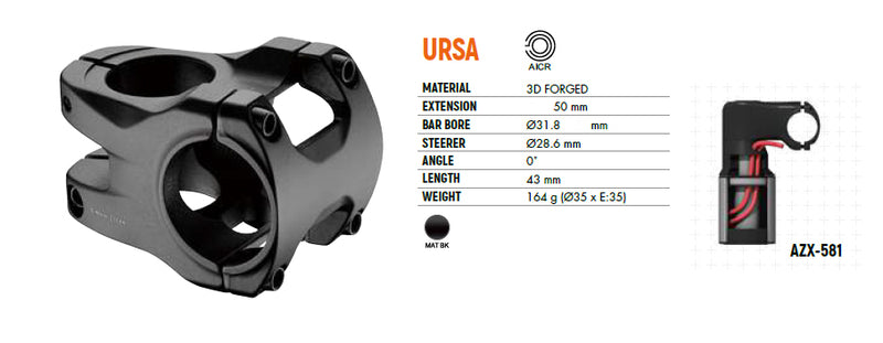 Satori URSA AICR Cable Stem - 31.8mm - Universal - Mtb Mountain bike or Ebike