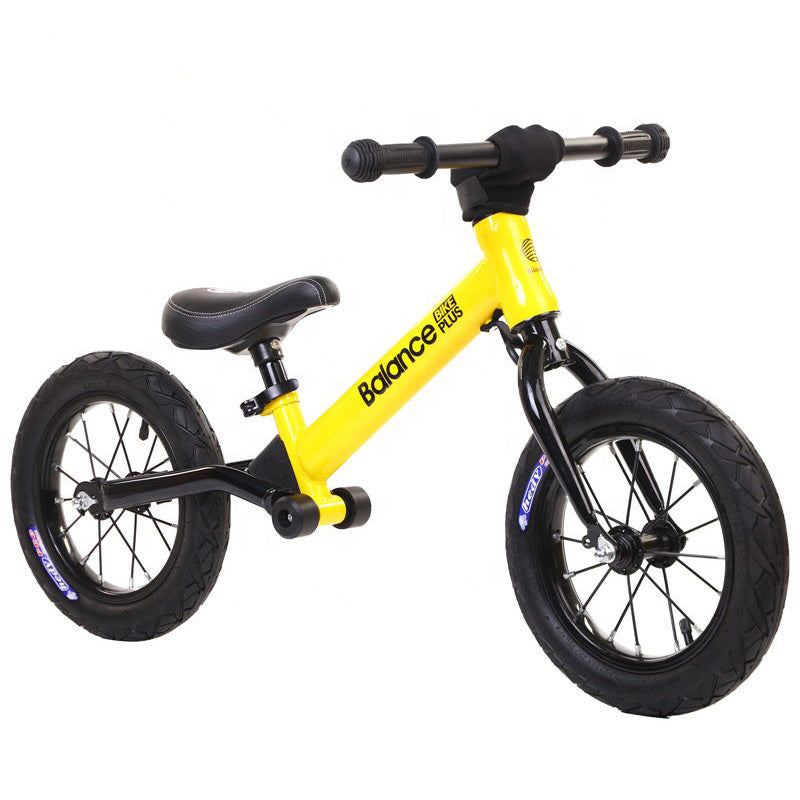 Yellow Child Kids Balance Bike Plus with Suspension - Racing Design inc Foot Pegs