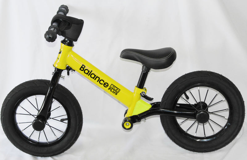 Yellow Child Kids Balance Bike Plus with Suspension - Racing Design inc Foot Pegs