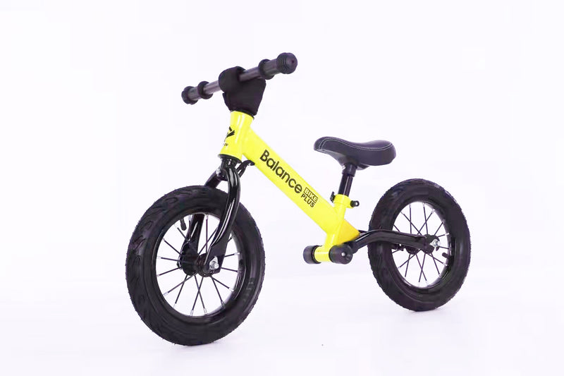 Yellow Child Kids Balance Bike Plus with Suspension - Racing Design inc Foot Pegs