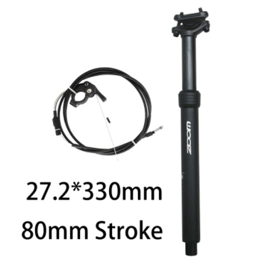 ZOOM Adjustable Dropper Seat Post - Internal Cable Route  27.2mm Diameter with 80mm Travel