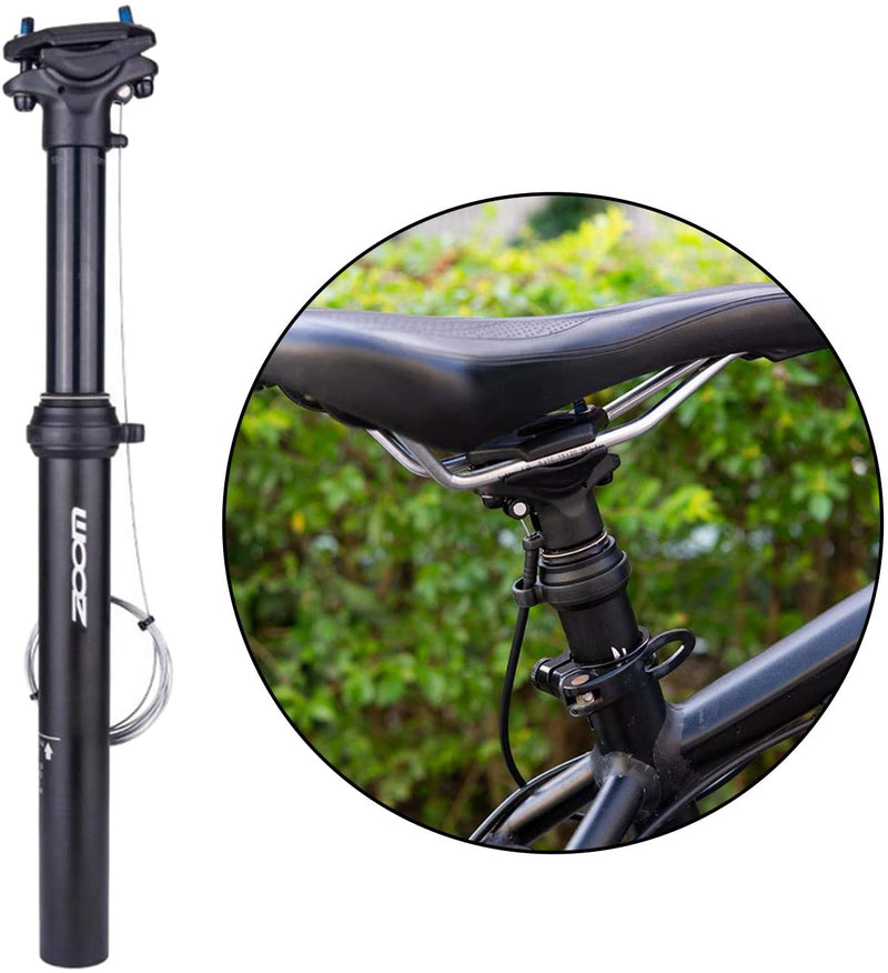 ZOOM Adjustable Dropper Bike Seat Post - External Cable Route  30.9 Diameter with 100mm Travel - ebike or MTB