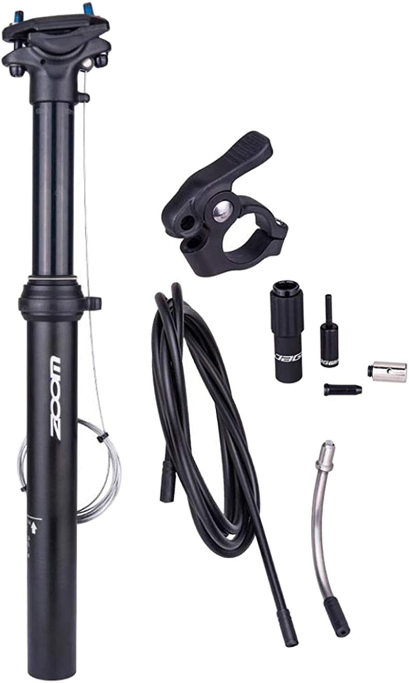 ZOOM Adjustable Dropper Bike Seat Post - External Cable Route  30.9 Diameter with 100mm Travel - ebike or MTB