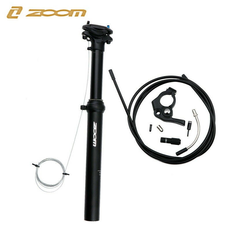 ZOOM Adjustable Dropper Bike Seat Post - External Cable Route  30.9 Diameter with 100mm Travel - ebike or MTB