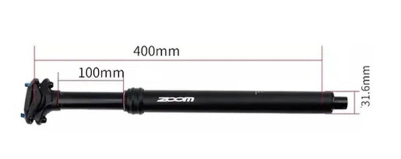 ZOOM Adjustable Dropper Seat Post - Internal Cable Route  31.6 Diameter with 125mm Travel