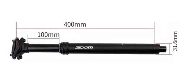 ZOOM Adjustable Dropper Seat Post - Internal Cable Route  27.2mm Diameter with 80mm Travel