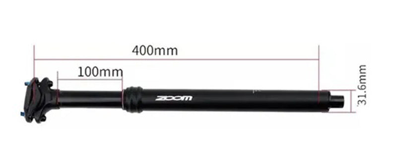 ZOOM Adjustable Dropper Seat Post - Internal Cable Route  30.9 Diameter with 100mm Travel