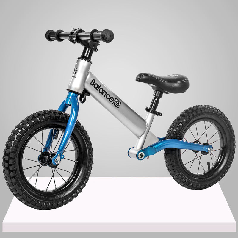 Silver Child Kids Balance Bike Plus with Suspension - Racing Design inc Foot Pegs